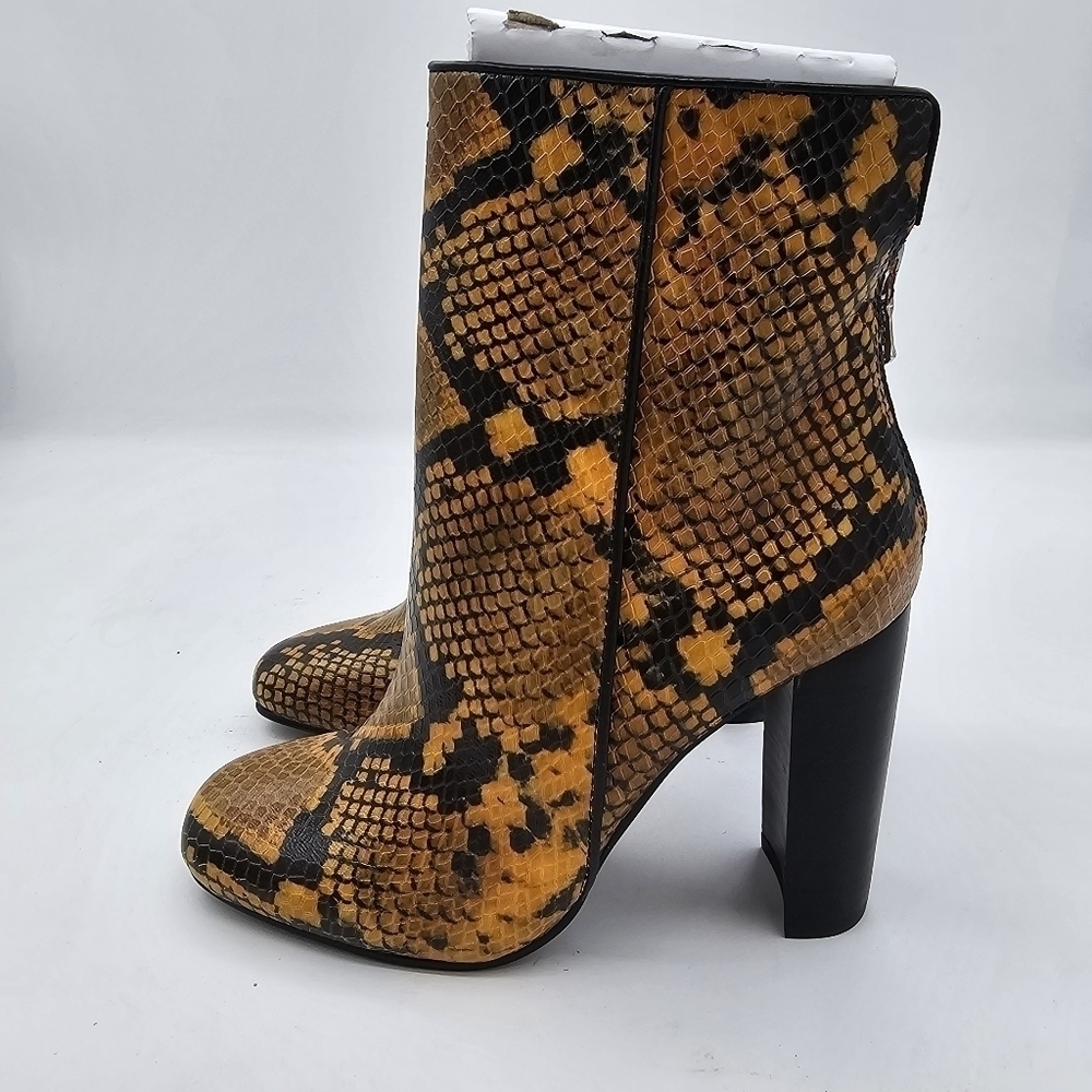 Aqua Womens Soren Leather Snakeprint High Heeled Boots Yellow 5.5 - Picture 6 of 13